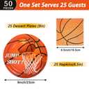 3 x qonimi 50PCS Basketball Plates and Napkins Party Supplies - 9 Inch Basketball Paper Plates 6.5 Inch Paper Napkins Basketball Birthday Party Decorations for Kids Serves 25