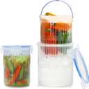 Pickle Jar with Strainer, Pickle Container with Strainer Jalapeno Container Pickle Storage Containers 2 Pcs (24 oz & 45 oz), Transparent