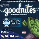 Goodnites Boys' Nighttime Bedwetting Underwear, Size S/M (43-68 lbs), 44 Ct (2 Packs of 22), Packaging May Vary