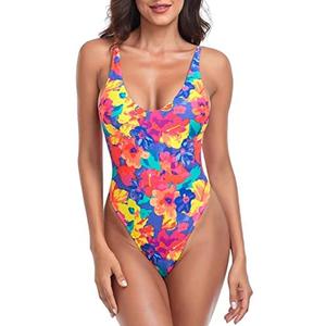 RELLECIGA Women's One Piece Thong Swimsuit S