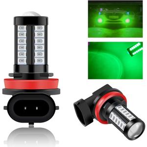 Teguangmei H8 H11 Car LED Fog Light Bulbs Replacement for Cars Super Bright 6000K Green 5730 33SMD for Daytime Running Lights DRL 12V-2Pcs