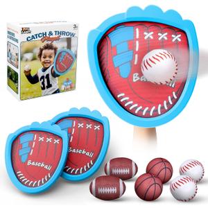 iPlay, iLearn Toddler Baseball Toy, Boy Toss Catching Ball Game Toy W/ 2 Gloves 6 Soft Balls, Sport Outdoor Yard Beach Play for Family Activities, Fun Birthday Gifts 3 4 5 6 7 8-12 Year Old Girl Kids, Large
