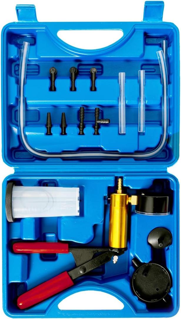 Brake Bleeder Kit 16pcs Brake Bleeder Vacuum Pump Kit with Adapters Hand held Vacuum Pump Test Set for Automotive