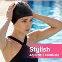 Women Swim Cap 2 Pack for Long Hair, Silicone Flower Adult Swiming Caps Waterproof for Girl Youth No Wet Hair