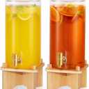FavorFlavor Glass Drink Dispenser for Parties:2PCS 1.5 Gallon Large Beverage Dispenser with Stand,Water Lemonade Dispenser with Stainless Steel Spigot,Ideal for Dispensing Juice, Beverages, Sun Tea