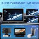 NHOPEEW Single Din 10 Inch Touchscreen Car Radio with Wireless Carplay and Android Auto - Detachable IPS Screen Car Stereo - Bluetooth/AM/FM/Mirror Link/SWC + 12leds Backup Camera & Microphone