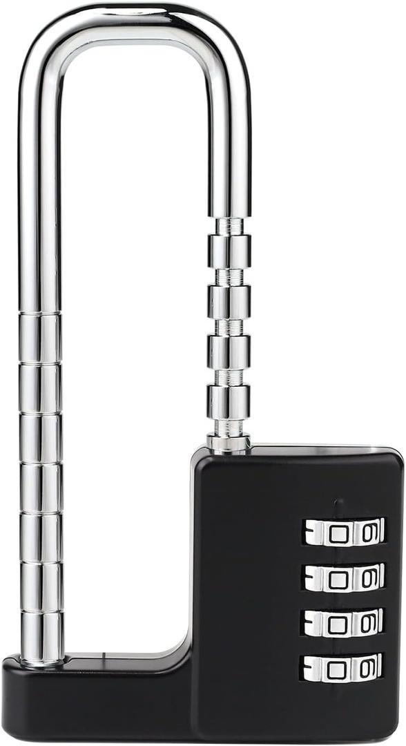 Adjustable Shackle Lock - Code Long Combination Padlock for Gym & School Lockers, Child Proof Sliding Code Locks for Fences, Drawers & Closet (Black)