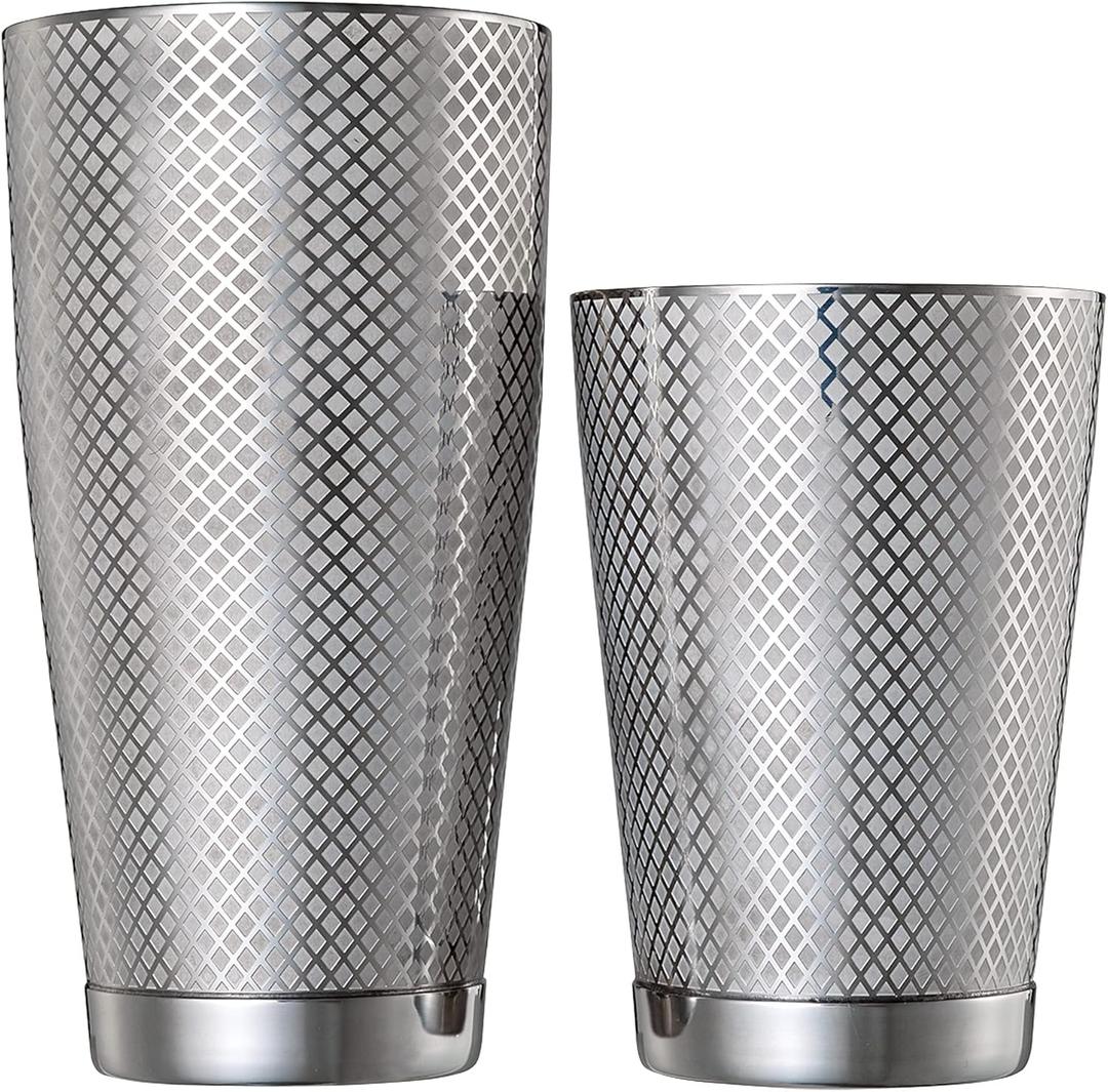 Barfly Diamond Lattice Shaker Set, Stainless Steel (18 oz & 28 oz Set)