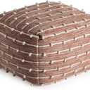 Anji Mountain 100% Handmade & Handcrafted Comfortable Home Dcor Pouf Ottoman Footrest for Living Room, Bedroom, Nursery, Kidsroom, Patio Furniture - (22" x 22" x 16"- Red,Ivory) (Brownstone)