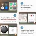 4 x 2026 Air Tracker Tags-4 Pack Bluetooth Tracker for Apple Find My app (iOS Only) Keys Finder, Smart Tag, Item Locator for Luggage, Backpack, Suitcases, Replaceable Battery (Black, 4 Pack)