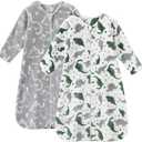 Fleece Baby Sleep Sack 18-24 Months Long Sleeve 2.0 Tog Baby Wearable Blanket with 2-Way Zipper Warm Sleeping Sack for Toddler Infant - XLarge Grey White Dinosaur