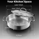 Saute Pan with Lid, 12 Inch 7QT Tri-Ply Stainless Steel Braiser Pan, Deep Frying Pan & Chef Skillet, Induction Compatible Cookware, Dishwasher & Oven Safe, Works on Gas and Ceramic Cooktops