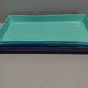 US Acrylic Coastal Plastic Serving Trays (Set of 4) 15 x 10 | Large Unbreakable Reusable Rectangular Party Platters | Serve Appetizers, Fruit, Veggies, & Desserts | BPA-Free & Made in USA