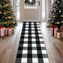FONEYI Buffalo Plaid Rug 20 x 59 Inches, Non Slip Black and White Check Rugs Indoor or Outdoor Rugs for Layered Door Mats, Washable Fall Front Door Mat for Front Porch, Kitchen, Farmhouse, Entryway
