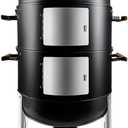 Realcook Vertical Charcoal Smoker Grills: Premium 20.5 Inch BBQ Meat Smokers - Barbecue Charcoal Grill Smoker Combo for Outdoor Cooking Patio Backyard Picnic Party Grilling