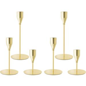 Gold Taper Candle Holders for Wedding Table Centerpiece,Tall Taper Candlestick Holders Bulk Set of 6,Metal Candle Stick Holder for Table or Mantel Centerpiece,Dinning,Festival,Party Home Decor