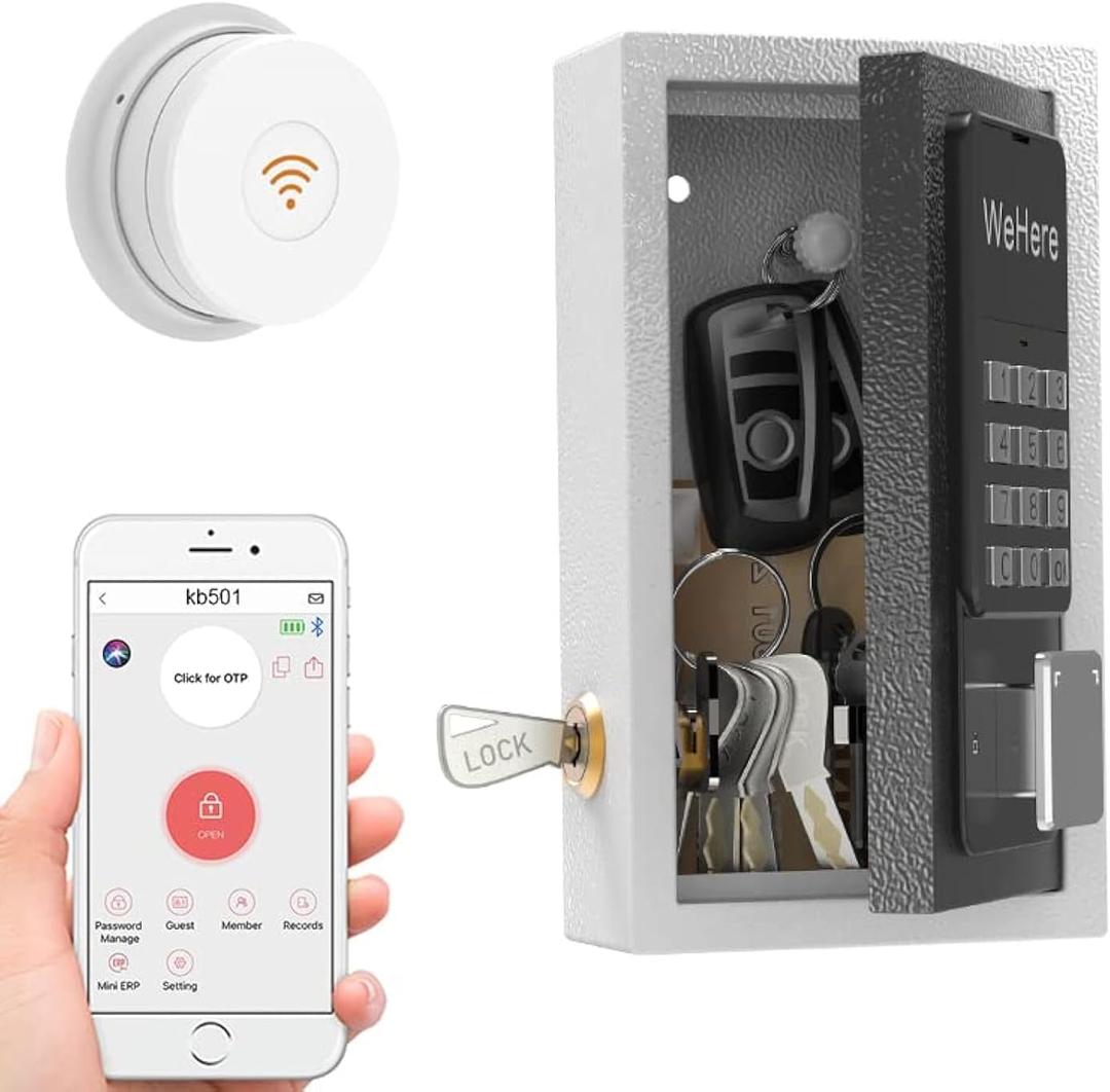 Key Lock Box with Code, One-Time Password/Wi-Fi Remote/Fixed Code/APP Bluetooth/Key Unlock,Smart LockBox Wall Mount, Key Security Storage for House Outside, Realtors, Airbnb, Apartment, Store