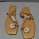 Women's Lace Up Sandals Strappy Flats Gladiator Wrap Flip Flop Tie Open Ring Toe Summer Shoes (10, Nude)