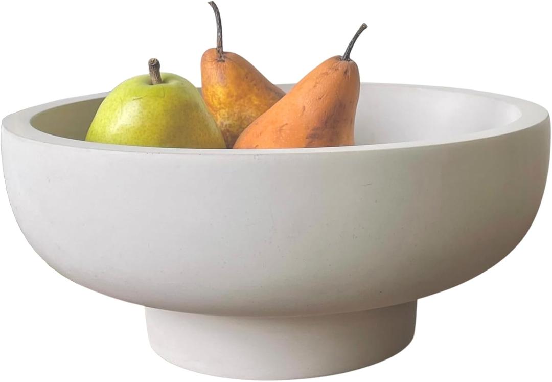 OAKOA Concrete Fruit Bowl for Kitchen Counter - Large Decorative Bowls for Home Decor - Modern Key Bowl for Entryway Table - Pedestal Bowl for Keys (Gray)