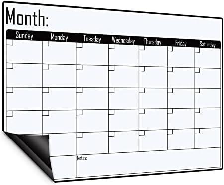 Magnetic Dry Erase Monthly Calendar Board, 16"×12‘’ Grocery to Do List Planner, Magnet Calendar Whiteboard for Refrigerator, Kitchen