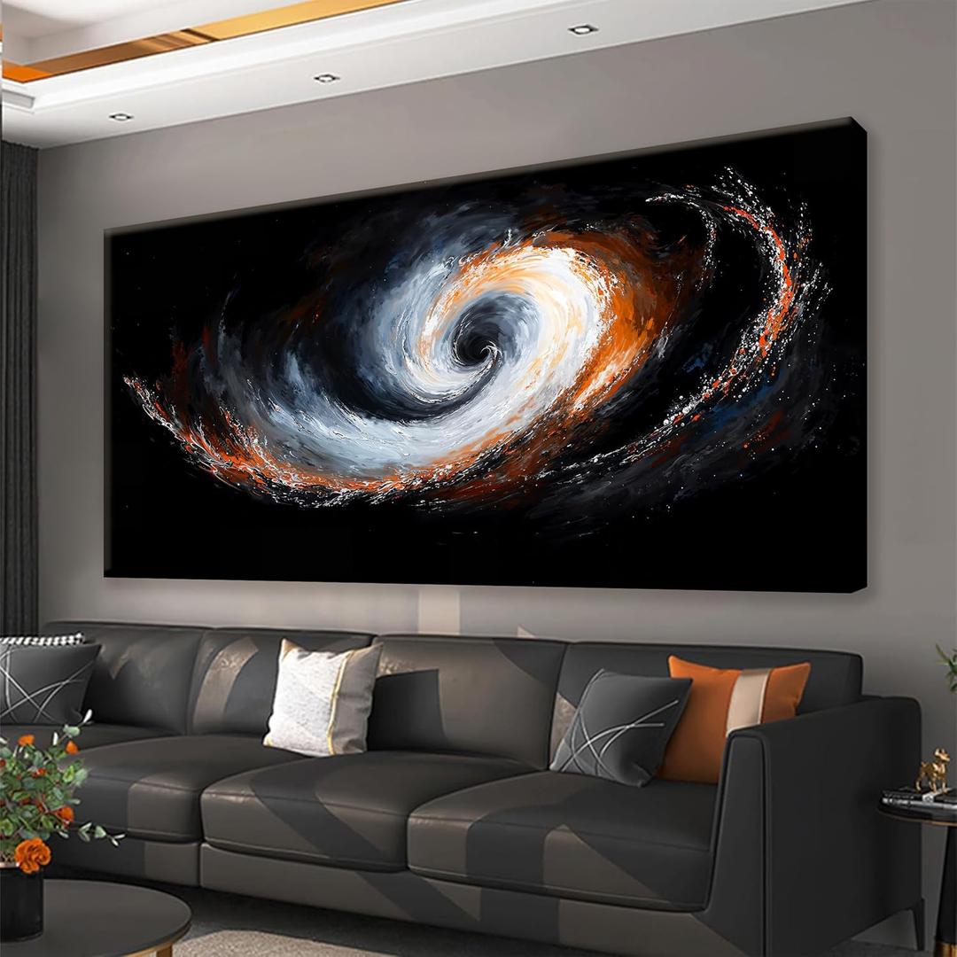 QSQ Abstract Wall Art For Living Room Modern Canvas Art Wall Decor Black White Wall Art Bedroom Office Decor Red Brown Abstract Painting Ready To Hang Pictures Artwork 24  48 In