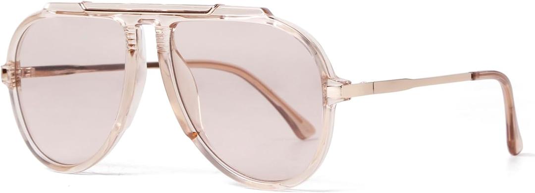 ADE WU Oversized Aviator Sunglasses for Women Men 2026 70s Retro Tangle Free Square Aviators Sunnies