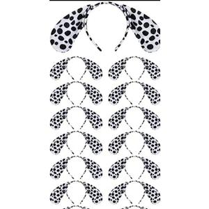 Kigeli 12Pcs Dalmatian Ears Headbands Animal Ears Headband Costume Halloween Dalmatian Costume for Birthday Christmas Cosplay Party