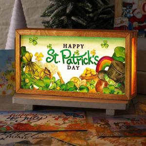 17 Pcs Interchangeable Holiday Season Sign Fall Thanksgiving Christmas Winter Night Light Shadow Box LED Welcome Wood Sign for Table Decorative Wooden Seasonal Decorations Ornament Gifts