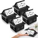 Hoolerry 4 Pack Pop up Floor Electrical Outlet Cover Box Kit with 4.8A USB Charger 20Amp Waterproof Weatherproof Floor Tamper Resistant Outlet Receptacle for Countertop Home (Black)
