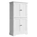 ChooChoo Bathroom Floor Cabinet, Modern Bathroom Storage Cabinet with 4 Doors and Adjustable Shelves, Freestanding Cupboard for Living Room, White