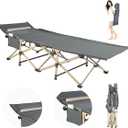 Camping Cots for Adults Comfortable Breathable Material with Pillowcase, Foldable Camping Cot for Sleeping with Reinforced Aluminum Tubes, Portable Bed for Adults Weighing 20 Lbs (200*80*45cm)