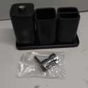 ZCCZ Matte Black Bathroom Accessory Sets, 4 Pieces Bathroom Accessories Complete Set Vanity Countertop Accessory Set, Includes Lotion Dispenser Soap Pump, Tumbler, Toothbrush Holder and Tray