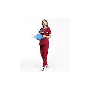 Uniforms World Ava Scrubs Set for Women Classic fit Top & Slim Jogging Pants, Yoga Waistband, 9 Pockets, Anti-Wrinkle, Size XL