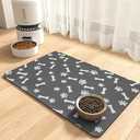 MontVoo Dog Food Mat-Pet Feeding Mat for Food and Water-No Stains Quick Dry Dispenser Cat Bowl Mat for Messy Drinkers(14"x22" Dark Grey)