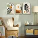 Bohemian Wall Art for Bedroom Boho Plant Bathroom Wall Decor for Living Room 3 Piece Canvas Wall Art for Office Size 12 x 17.5 Inch 3 Panels