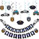 Sumind 12 Pieces Police Party Decorations Hanging Swirls and Jointed Banners Police Birthday Graduation Party Supplies Hanging Decor Spirals Swirls and Banners
