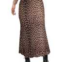 Avanova Women Leopard Cheetah Mesh Long Skirts High Waisted Mermaid Bodycon Midi Skirt Khaki (Leopard, Small)