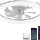 20" Modern Low Profile Ceiling Fan with Light, Ceiling Fans with Lights and Remote, 6 Speeds and Stepless Color Temperature Change, Flush Mount Ceiling Fans for Bedroom