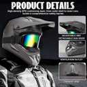 Full Face Dirt Bike Helmet DOT Certified - Complete Adult ATV Helmet Kit with Goggles, Gloves & Mask, Adjustable Visor, Quick Release XXS