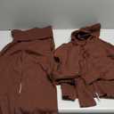 SUUKSESS Women 2 Piece Knit Sets Cropped Zip Up Hoodie Foldover Flare Leg Pants (Small, Dark Brown)