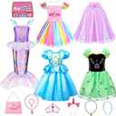 Meland Princess Dress Up - Dress Up Clothes for Girls with Toys,Christmas Birthday Gift for Toddler Girls 3,4,5,6,7,8 Years (Pink)