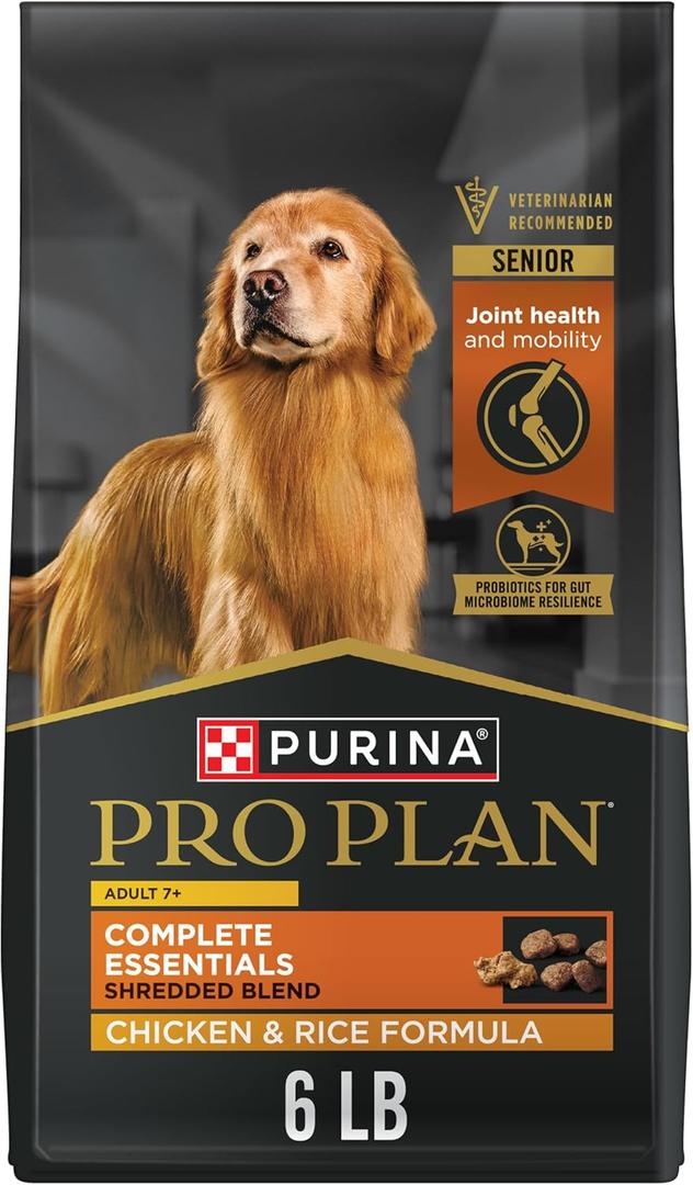 Purina Pro Plan Senior Dog Food With Probiotics for Dogs, Shredded Blend Chicken & Rice Formula - 6 lb. Bag, BBD: 08/2026