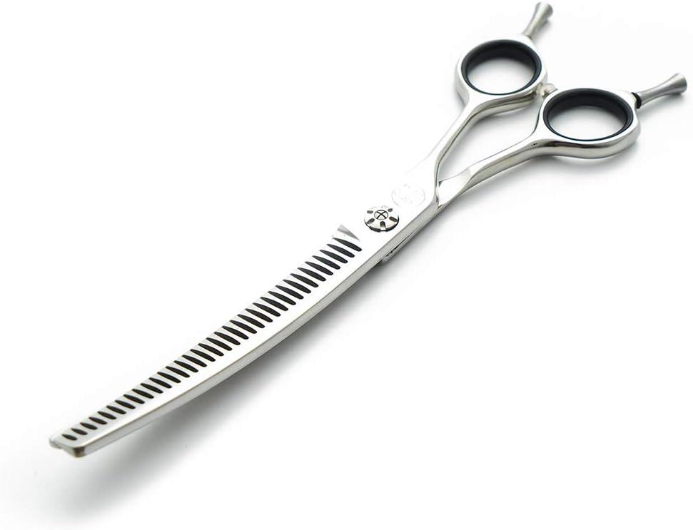 Moontay Professional 7.0" Dog Grooming Chunkers Scissors, Upward Curved Pets Grooming Thinning/Blending Shears - Japan 440C Stainless Steel for Pet Groomers or Family DIY Use (35 Teeth)