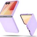 oakxco for Samsung Galaxy Z Flip 7 Phone Case Liquid Silicone, Cute Thin Slim Soft Rubber Gel for Women Men, Smooth Matte TPU Plain Solid Color Simple Case with Camera Cover, Purple Lavender Lilac