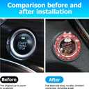 Bling Car Engine Start Ring Stickers, 2PCS Crystal Rhinestone Bow Vehicle Push Start Stop Button Cover, Auto Key lgnition Knob Decals for Women Girls, Universal for SUV RV Truck (Red)