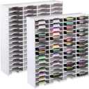 Sunnychicc 2 Pack 60 Slots Ink Pad Storage Holder Stamp Pad Storage Organizer Capacity up to 120, Ink Pad Storage Stamp Holder Storage Rack for Home Office Crafts School Supplies, White