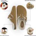 Sweechee Women's Cork Footbed Clogs with Soft Fur Lining, Comfortable Shearling Slippers Women's for Winter (7-8, Honey Camel)