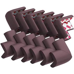 10 Pack Soft Corner Protector Baby Proofing Edge and Corner Guards, Table Corner Protectors for Furniture, Safety Pre-Taped Rubber Corner Covers for Fireplace, Stair, Cabinet (Brown)