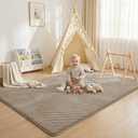 Baby Play Mat for Floor 1.3" Thick Foam Padded Area Rug 59"x 79" (Brown)