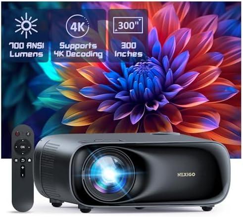 NexiGo PJ40 (Gen 3) Projector with WiFi and Bluetooth, D65 Calibrated, Native 1080P, 4K Supported, Projector for Outdoor Movies, 20W Speakers, Home Theater, Compatible w/TV Stick,iOS,Android 